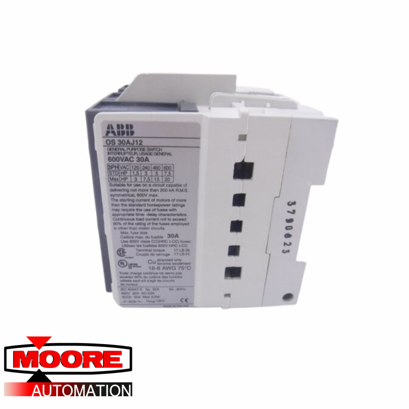 ABB | OS30AJ12 | Interruptor de desconexión-600V-30A-3 Polo-Clase J