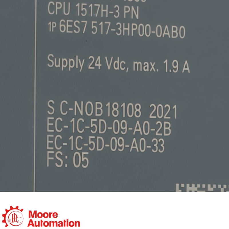 Siemens 6ES7517-3HP00-0AB0 SIMATIC S7-1500H CPU 1517H-3 PN Controller