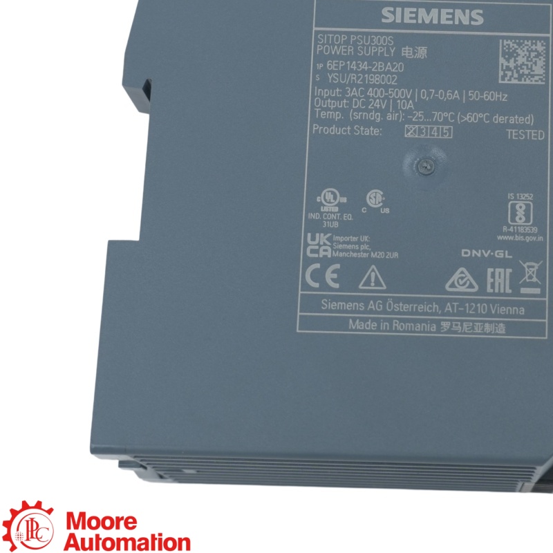 Fuente de alimentación Siemens 6EP1434-2BA20 SITOP PSU300S de 24 V CC y 10 A