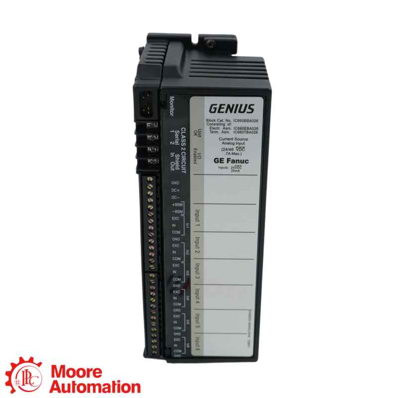 Bloque analógico de 6 entradas con fuente de corriente GE Fanuc IC660BBA026 Genius I/O