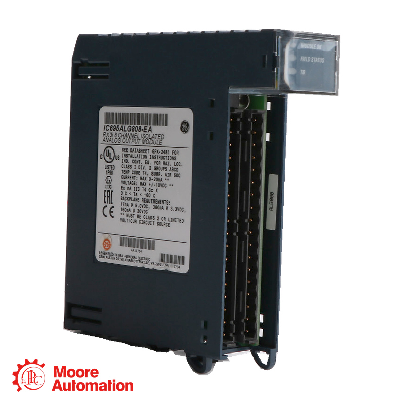 GE Fanuc IC695ALG808 PACSystems RX3i 8-Channel Isolated Analog Output Module
